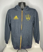 LA Galaxy MLS Adidas Womens Grey Yellow Soccer Full Zip Hoodie Size XL - £27.69 GBP