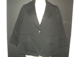 THEORY Swing Jacket Size Small Black Unlined 3/4 Sleeve Single Button Closure - £15.64 GBP