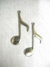 New Large Single Music Note Full Cast Pewter Pendant Size Pair Of Metal Earrings - £14.33 GBP
