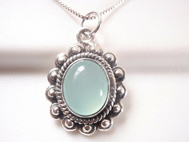 Chalcedony Encircled with Silver Dot Accents 925 Sterling Silver Pendant - £9.32 GBP