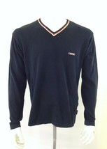TXT Men&#39;s Size Large Blue Long Sleeve V Neck Cotton Casual Sweater - £8.52 GBP