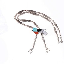 Vintage Zuni Channel inlay bird Sterling lariat necklace - £291.93 GBP