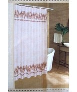 Caribbean Joe TROPIC Palm Fabric Shower Curtain With Beige Brown Leaf Bo... - £21.23 GBP