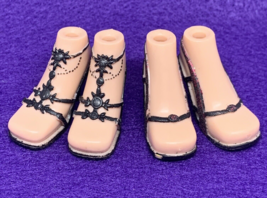2 Pairs 2001 Bratz Doll Shoes Black Strap Sandals Strappy Heels - £7.77 GBP