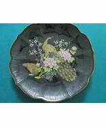 Japanese Peacocks black collector plate Hand Painted Gold ^^ - $74.67 CAD
