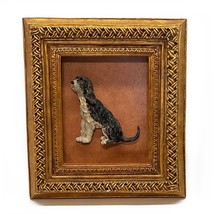 3D Bearded Collie Dog Resin Frame Relief Ornate Gold 11x10&quot; Made in Philipine - £19.68 GBP