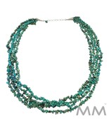 4 Strand Natural Turquoise Chip Necklace Sterling Silver Vintage - $2,744.03 CAD