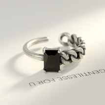 Zircon Ring Opening S925 Thailand Silver Ring Twist Glossy Stitching Ring Bracel - £17.88 GBP
