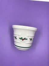 LONGABERGER POTTERY WOVEN TRADITIONS CHRISTMAS HOLLY VOTIVE CUP EUC  - $9.85