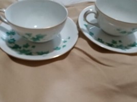 Sango Caprice Made In Japan Ivy Flat Cups &amp; 5 3/4&quot; Saucers (Set Of 2 Each) - $10.00