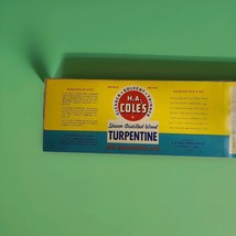 H.A.COLES UNCIRCULATED TURPENTINE ONE PINT CAN LABEL JACKSON, MS 1967 - €8,67 EUR