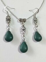 Green Turquoise Silver jewelry set necklace earrings Victorian jewelry s... - €44,95 EUR