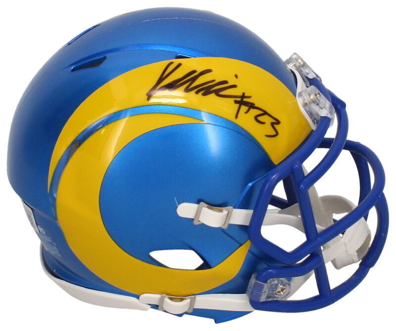 Primary image for Kyren Williams Autographed Los Angeles Rams Mini Speed Helmet Beckett