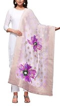 Jacquard Dupatta Banarsi Silk Zari ethnic Indian Chunni Women Girl FloralBigB - £26.30 GBP