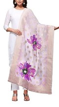 Jacquard Dupatta Banarsi Silk Zari ethnic Indian Chunni Women Girl FloralBigB - £26.70 GBP