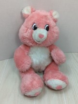 Vintage Pink White Teddy Bear Plush felt heart nose plastic eyes made Taiwan - £13.58 GBP