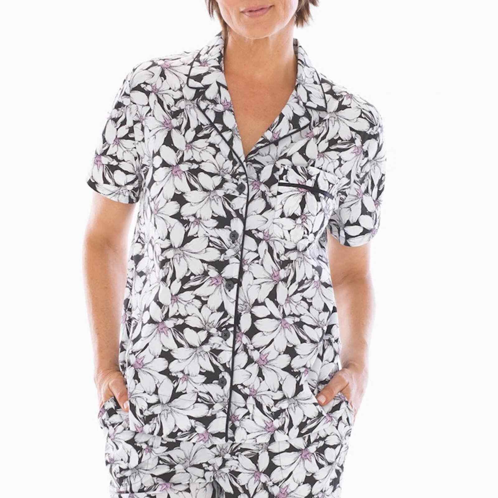 Cool Cotton Notch Collar Pajama Top Tropic Sketch - $32.92
