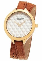 NEW Stuhrling Original 658.02 Women&#39;s Deauville White Dial Brown Wrap Gold Watch - £46.53 GBP