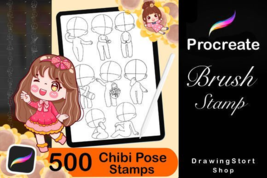 500 Base Chibi Procreate Body Pose Stamp - £7.68 GBP