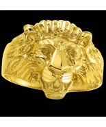 14K Yellow Gold Plated Silver Lion Head Ring For Men&#39;ss Mothers Day Gift - €87,00 EUR