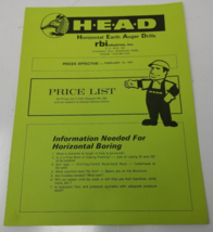 HEAD Earth Auger 1977 Price List Horizontal Boring Models Accessories Parts - $18.95