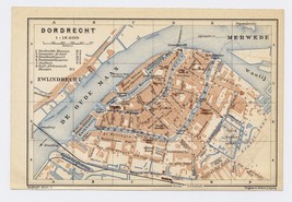 1910 Original Antique City Map Of Dordrecht Dordt / Netherlands Holland - £16.88 GBP