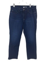 Lee Womens Straight Leg Jeans Size 12P Dark Wash Mid Rise Ankle Blue Denim - $11.69