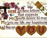 Large Letter To My Valentine Poem 1919 Gilt Embossed Postcard - $14.22