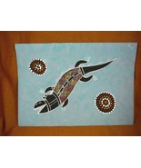AUS-25 Crocodile gray Australian Native Aboriginal PAINTING dot Artwork ... - $68.24