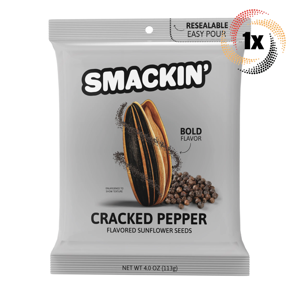 1x Bag Smackin&#39; Cracked Pepper Flavor Jumbo Sunflower Seeds | 4oz | Smal... - $11.70