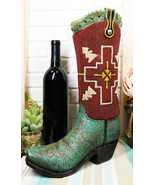 Rustic Western Country Indian Arrows Cross Green Red Cowboy Boot Floral ... - $44.99