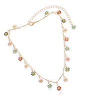 Colorful Flower Choker Necklace Enamel Daisy Choker - £31.87 GBP