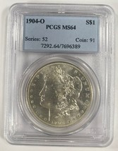 1904-O $1 Silver Morgan Dollar Graded by PCGS as MS-64! Gorgeous Coin - £118.67 GBP