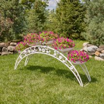 Zaer Ltd. 6.6ft. Long Bridge-Like Iron Plant Stand with Five Planters St... - $399.95