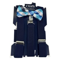 Chaps Boys Bow Tie &amp; Suspender Set Navy Gray New - $23.01 CAD