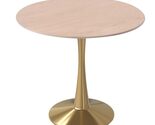 LeisureMod 27" Round Dining Table, Sintered Stone Top &amp; Gold Pedestal Ba... - $205.80
