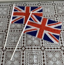 Set of 2 Novelty 8 x 5 Inch British Union Jack UK Great Britain Stick Flags - £8.69 GBP