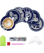 6 Pcs Diamond Paintings Coasters Kits  Holder Football  Art  Dot for Dal... - £17.01 GBP