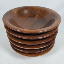 Antique Vintage Primitive Bowl 7 Inch Wood Walnut Salad Handcrafted SET ... - $55.17