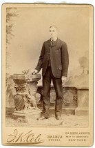 Circa 1880&#39;S Cabinet Card Handsome Young Man Posing In Suit Cole New York, Ny - £7.41 GBP