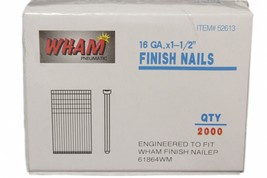 18 Gauge 1-1/2 Inch Finish Nails Brads 2000 Count Wham Fits Most Nailer Guns - £8.18 GBP