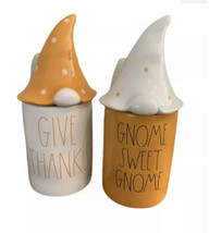 Set Of Rae Dunn Gnome Sweet Give Thanks Candle With Toppers Lids Thanks - £51.93 GBP