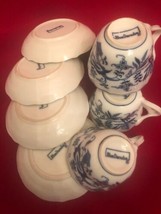 Blue Danube Blue Onion Cups Saucers Set of 4 Porcelain 8 pc banner Logo - £22.85 GBP