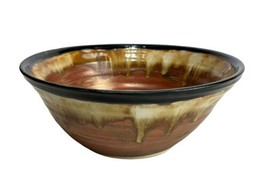 handmade studio art brown metallic pottery bowl  Artist signed - £44.63 GBP