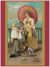 3267 Vintage Poster.Room wall art design.Family Ocean.Red umbrella.Art Decor - £12.94 GBP+
