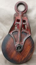 Cast Iron &amp; Wood Block &amp; Tackle Barn Hay Wheel Pulley MYERS &#39;M&#39; No. 857A - $30.00