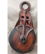 Cast Iron &amp; Wood Block &amp; Tackle Barn Hay Wheel Pulley MYERS &#39;M&#39; No. 857A - $30.00