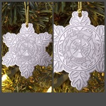 Fire Department Firefighter Rescue Maltese Christmas Snowflake Holiday Ornament - £16.03 GBP