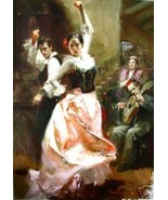 Pino Giclee on Canvas Hand S# &quot;Dancing in Barcelona&quot; Lovely Spanish Danc... - $1,747.35
