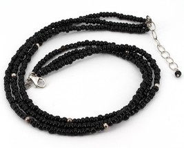 Retired Silpada Sterling Silver 3 Strand Black Glass Beaded Necklace N1500 - £19.66 GBP
